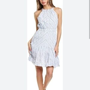 Rebecca Taylor linen blend Strip Halter Dress